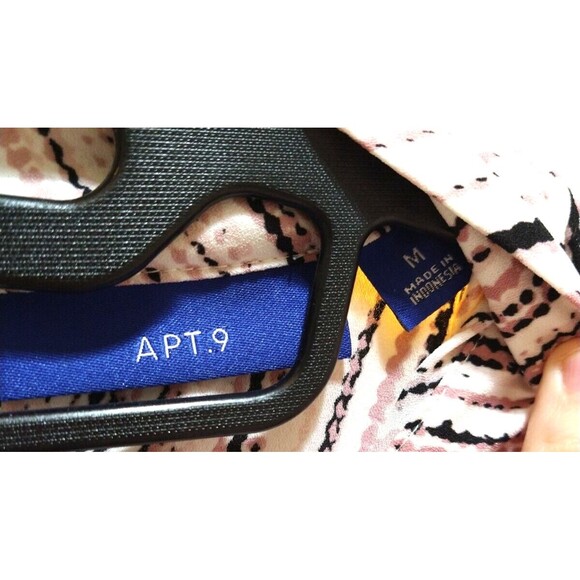 APT.9 WOMANS MEDIUM BLOUSE STRIPED DOTTED SLEEVELESS MOCK CHIC TUNIC RETRO FLOWY - Picture 6 of 12